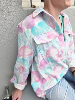Preview: Double Slub Musselin Leo Print Tupfen pastell/mint by Swafing von Hip Som Hap